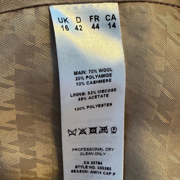 Windsmoor Wool Cashmere Blend Coat – Camel, Size 14 - Picture 9 of 10